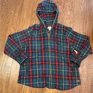 LL Bean zip up flannel hoodie relaxed fit